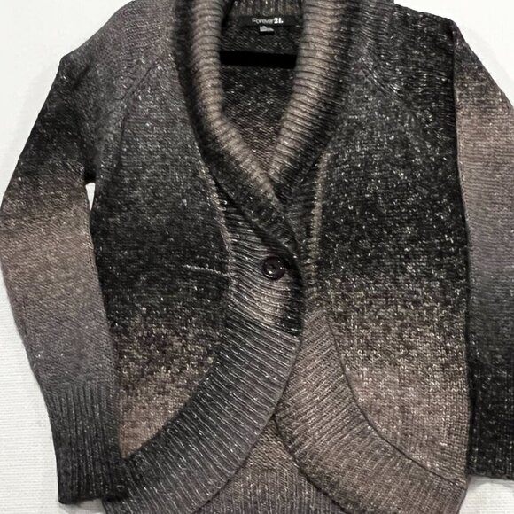 Womens‎ Wool Blend Large Ombré One Button Knit Cardigan Sweater Shawl Collar - Picture 2 of 11